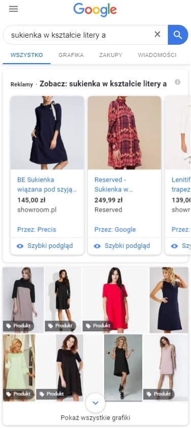 Wyniki wyszukiwania dla zapytania sukienka w kształcie litery A