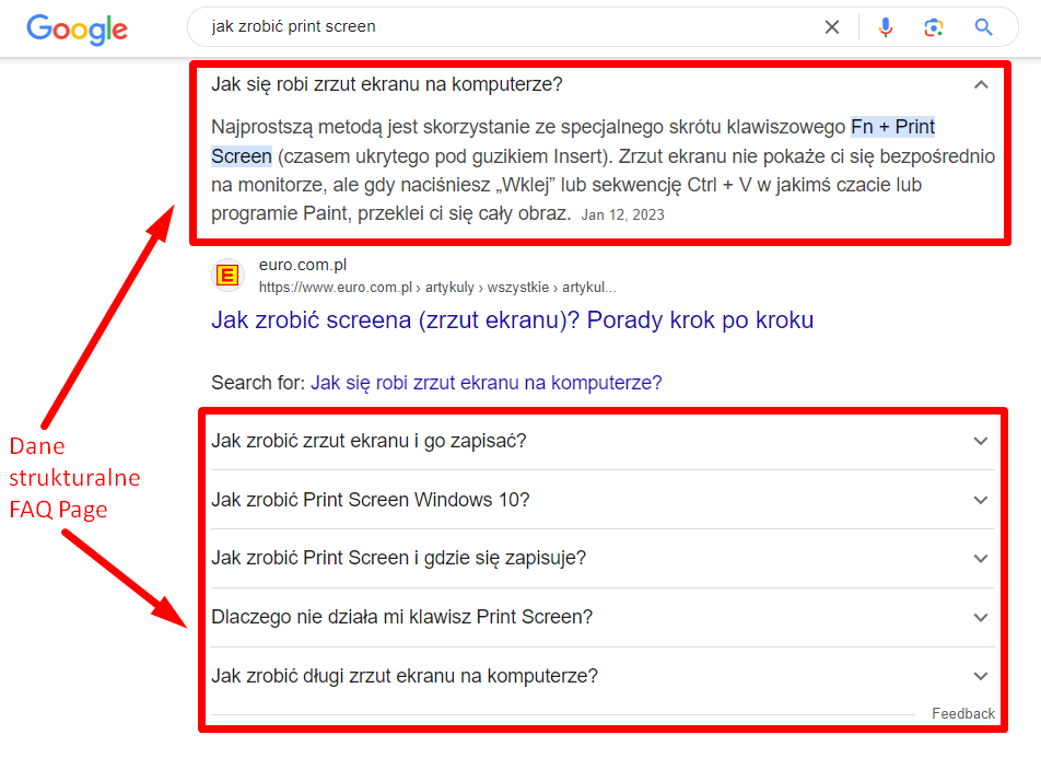 Dane strukturalne FAQ Page