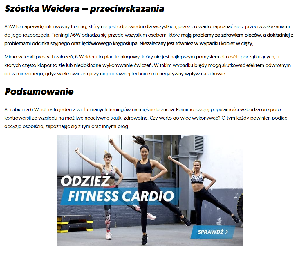 Przykład skutecznego CTA na blogu Decathlon.
