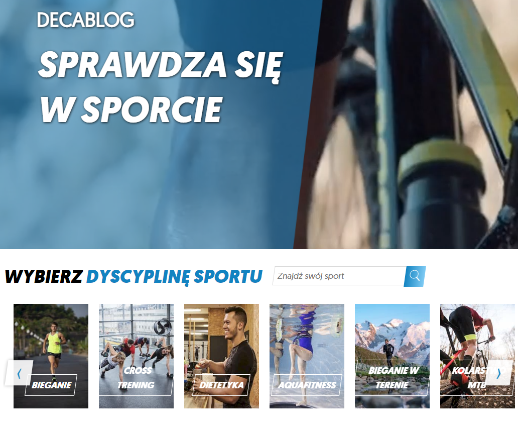 Blog Decathlon – przykład marketingu treści.