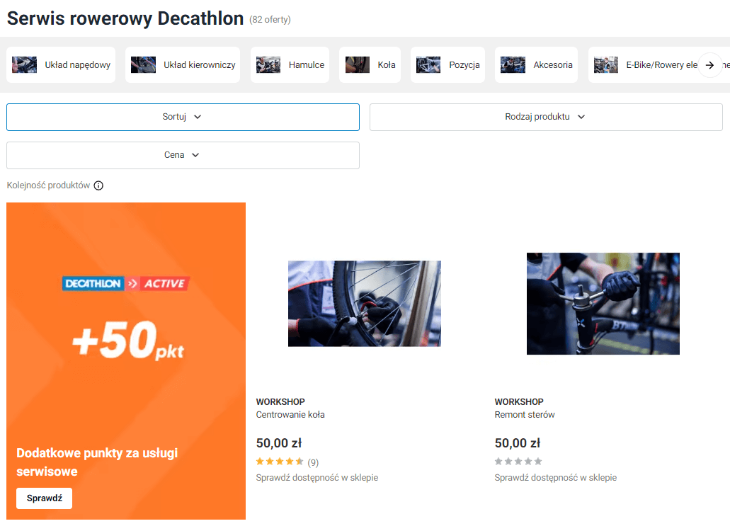 Serwis rowerowy Decathlon.