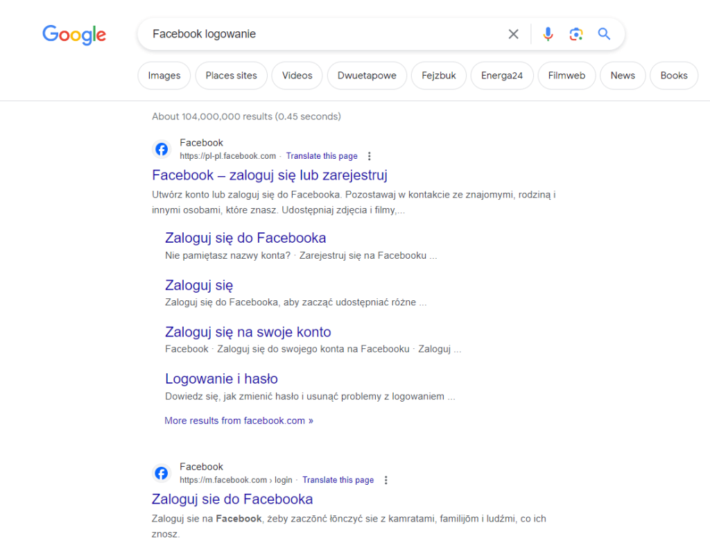 Nawigacyjna intencja wyszukiwania