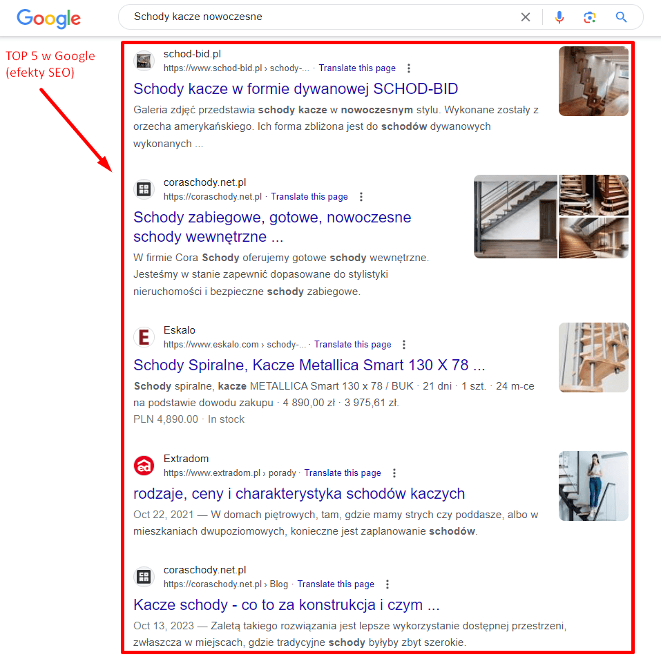 TOP 5 w Google – kluczowe efekty SEO