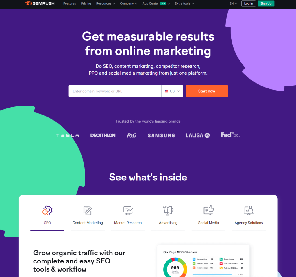 7. SEMrush – najlepsze narzędzie marketingowe w zakresie SEO