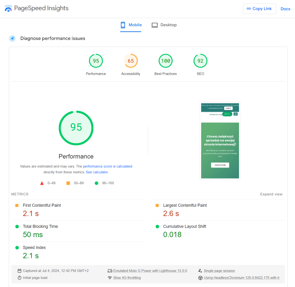 Poprawna optymalizacja mobilna witryny.