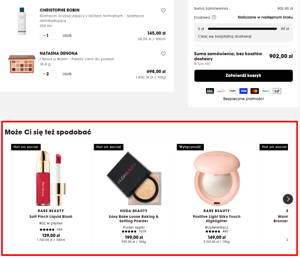 Dodatkowe produkty rekomendowane dla klienta.