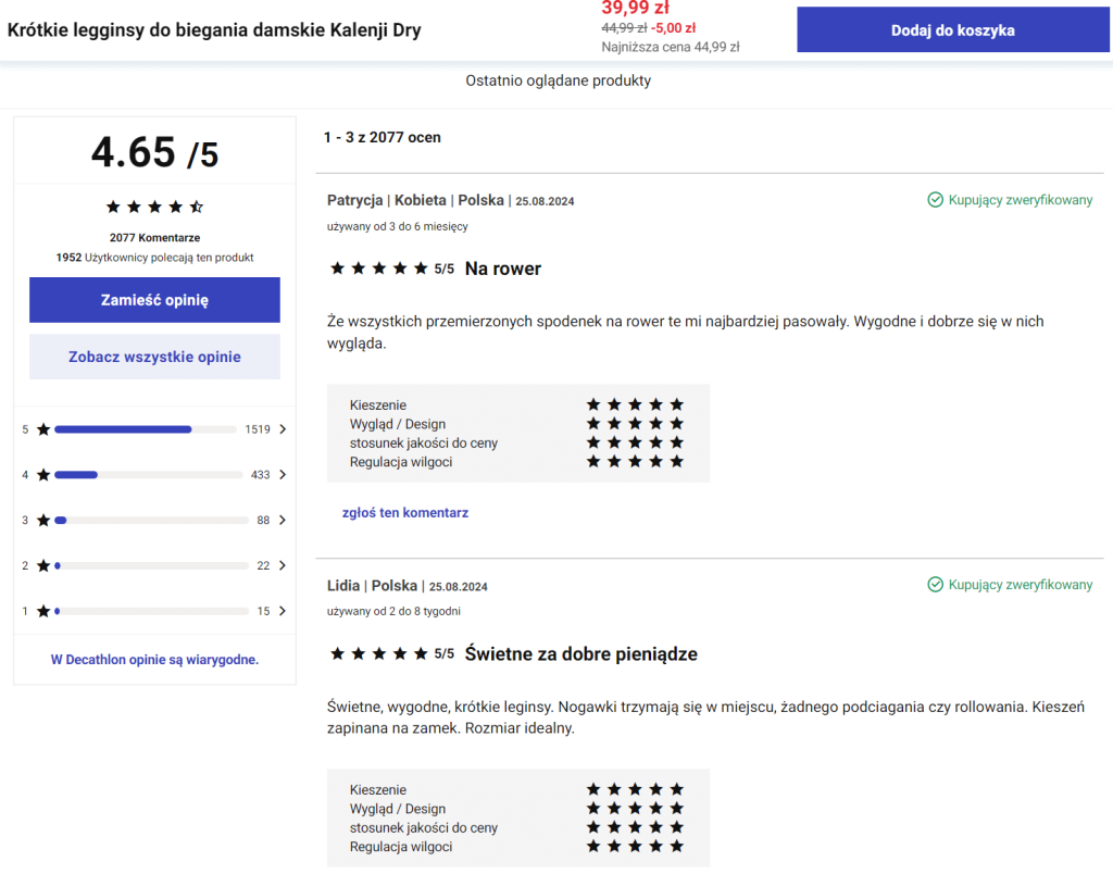 Opinie na temat legginsów do biegania.