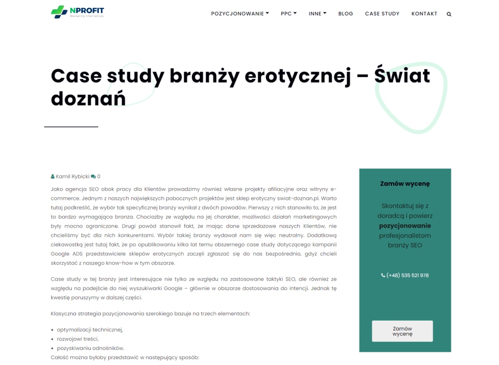 Renomowane case study NPROFIT na temat sektora e-commerce.