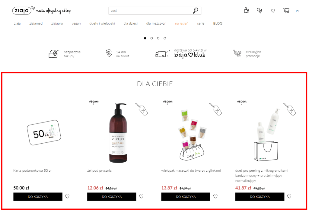 Dedykowana oferta Ziaja dostosowana do potrzeb konkretnego klienta. 