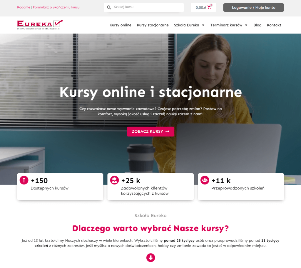 Sklep z kursami online. 