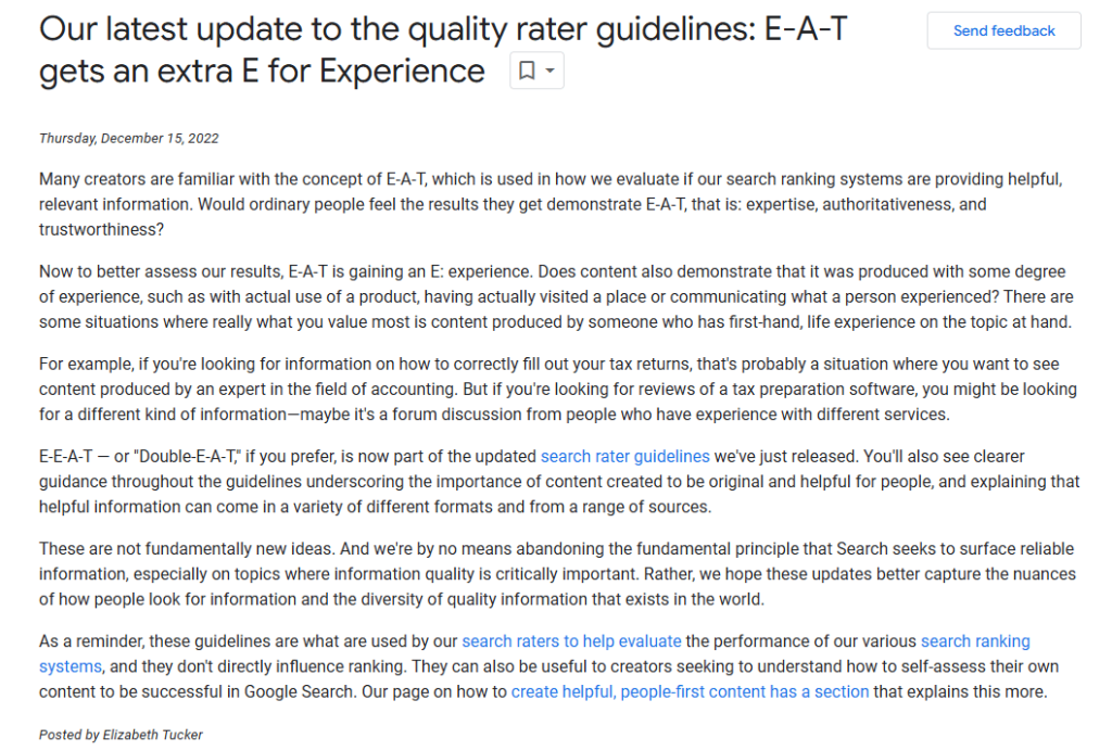 Najnowsza aktualizacja E-E-A-T