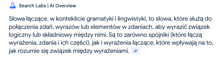 Definicja słów łączących według AI Overview